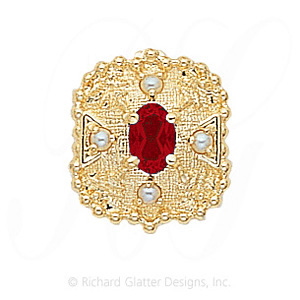 GS340 G/PL - 14 Karat Gold Slide with Garnet center and Pearl accents 